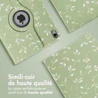 imoshion Coque tablette Design rotatif à 360° Apple iPad 11 (2025) 11 pouces A16 / iPad 10 (2022) 10.9 pouces - Green Flowers