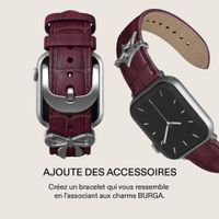 Burga Bracelet en cuir véritable  - Apple Watch | 44/45/46/49 mm / Connexion universelle 20 mm - Mobwife / Silver