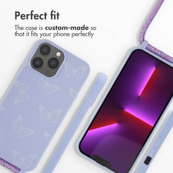 imoshion Coque design en silicone avec cordon Apple iPhone 13 Pro Max - Butterfly