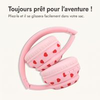 imoshion Casque sans fil pour enfants LED Light - Limiteur de décibels - Avec câble AUX - Cœurs