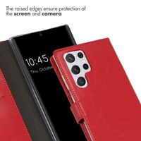 Selencia Étui portefeuille en cuir véritable Samsung Galaxy S22 Ultra - Rouge