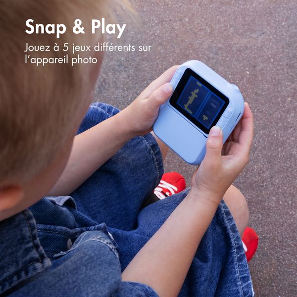 imoshion Kids Camera avec imprimante photo - Appareil photo pour enfants - Photos/Vidéos/Jeux - Bleu