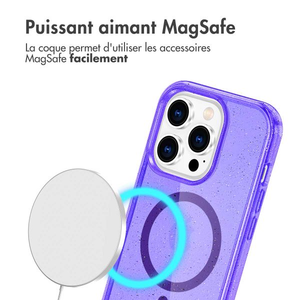 imoshion Coque Pailletée avec MagSafe Apple iPhone 13 Pro - Paillettes Violet