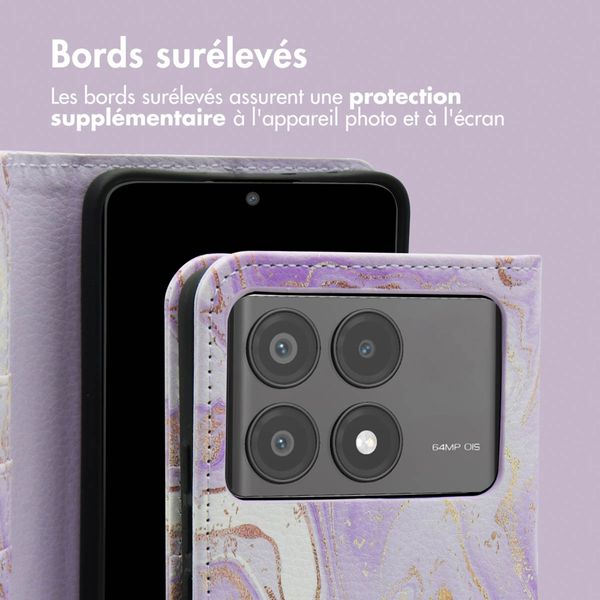 imoshion Étui de télephone portefeuille Design Xiaomi Poco X6 Pro - Purple Marble