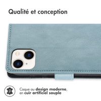 imoshion Étui de télephone portefeuille de luxe Apple iPhone 15 Plus - Bleu clair