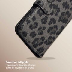 Selencia Étui de télephone portefeuille imprimé léopard Sabi Apple iPhone 14 / 13 - Midnight Black
