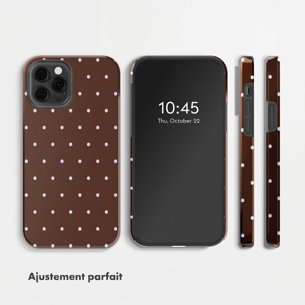 Selencia Coque arrière Vivid Apple iPhone 12 (Pro) - Happy Dots Chocolate