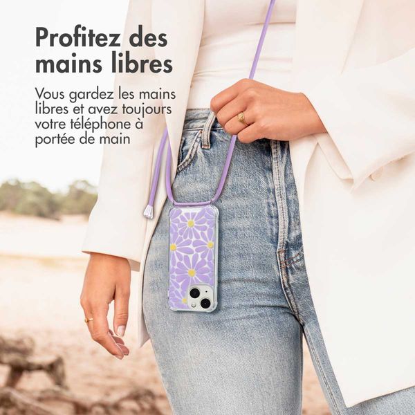 imoshion Coque Design avec cordon Apple iPhone 13 - Tropical Violet Flowers Connect