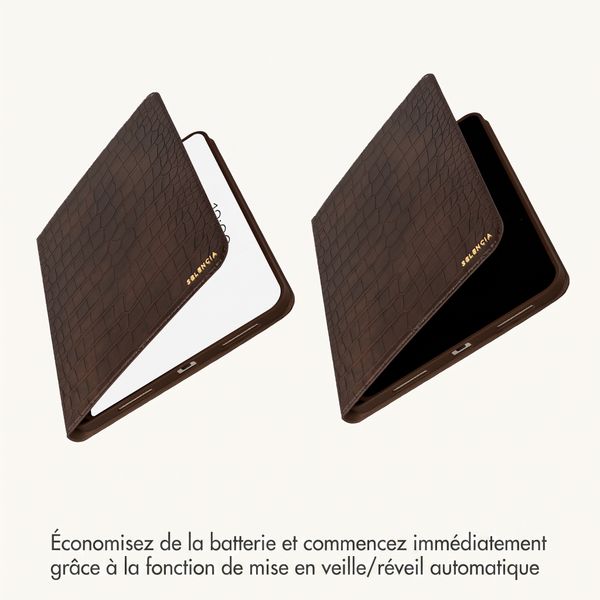 Selencia Coque Croco Apple iPad 11 (2025) 11 pouces A16 / iPad 10 (2022) 10.9 pouces - Choco Brown