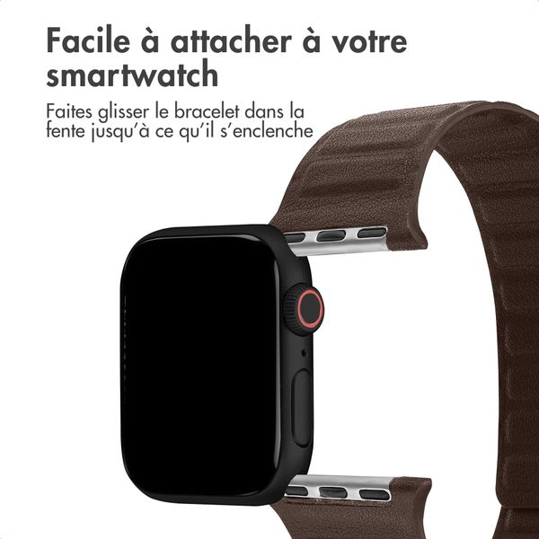 Accezz Bracelet en cuir véritable magnétique Apple Watch | 38/40/41/42 mm - Chocolate Brown