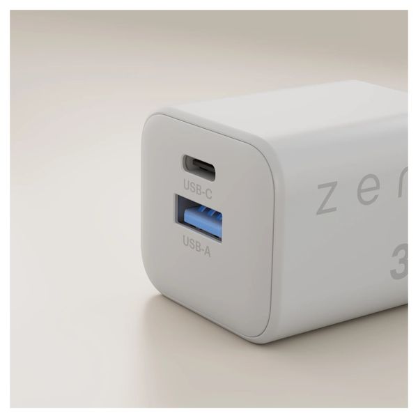 Zens Chargeur compact USB-C / USB-A 30W - Adaptateur secteur - Blanc