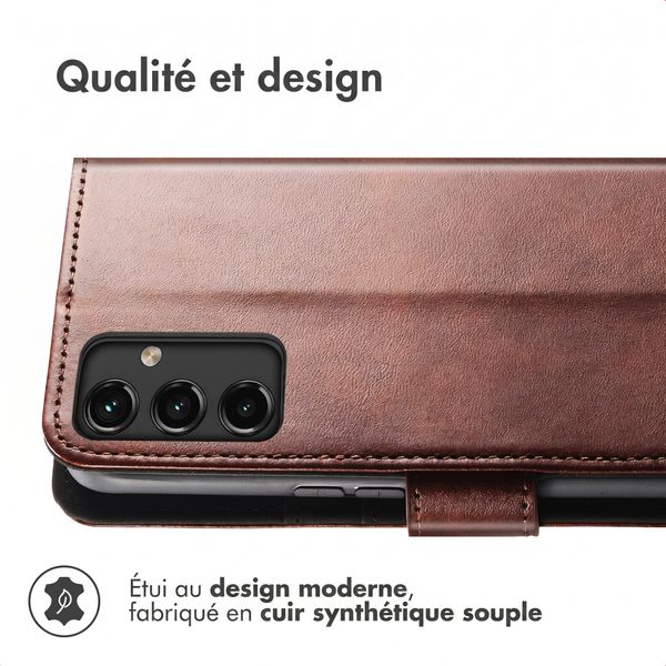 imoshion Étui de télephone portefeuille de luxe Samsung Galaxy A14 (4G) - Marron foncé