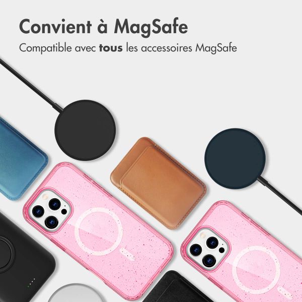 imoshion Coque Pailletée avec MagSafe Apple iPhone 16 Pro - Paillettes Rose