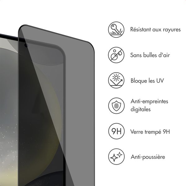Accezz Protection d'écran en verre trempé avec filtre de confidentialité + Applicateur Samsung Galaxy S25 / S24