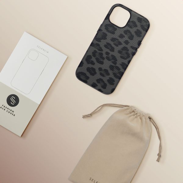 Selencia Coque Sabi imprimé panthère avec MagSafe Apple iPhone 15 - Midnight Black