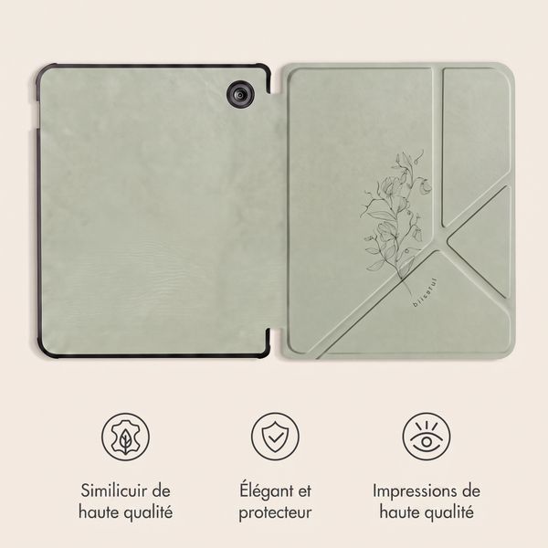 imoshion Étui de liseuse portefeuille design Pliable Kobo Libra Colour - Floral Green