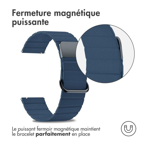 imoshion Bracelet en cuir magnétique  - Connexion universelle 22 mm - Bleu
