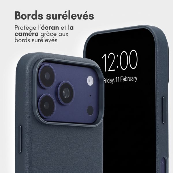 Accezz Étui de télephone portefeuille en cuir 2-en-1 avec MagSafe Apple iPhone 18 Pro / 17 Pro - Nightfall Blue