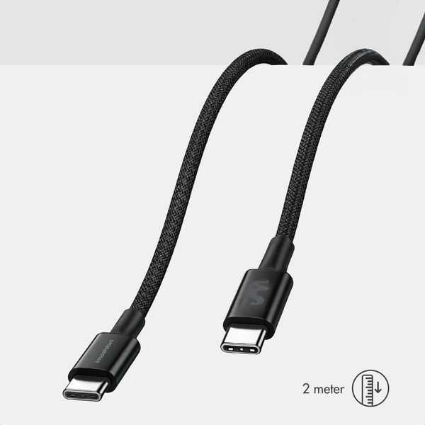 imoshion Câble USB-C vers USB-C Tressé 100 W - 2 mètres - Noir