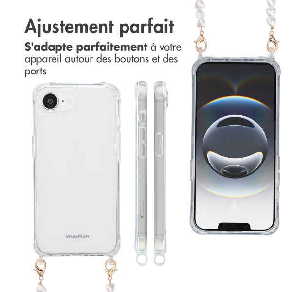 imoshion Coque avec dragonne + bracelet Apple iPhone 17e / 16e - Perles Cœurs