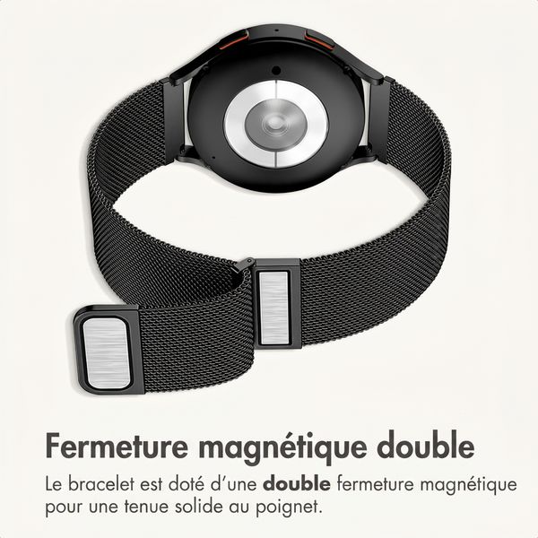 imoshion Bracelet magnétique milanais  - Connexion universelle 22 mm - Noir