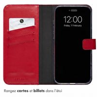 Selencia Étui portefeuille en cuir véritable Apple iPhone 18 Pro / 17 Pro - Rouge