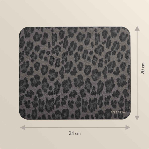 Selencia Sabi Tapis de Souris en Similicuir imprimé panthère - 20 x 24 cm - Midnight Black