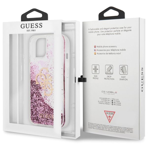 Guess Coque 4G Logo Liquid Glitter Apple iPhone 13 Mini - Rose