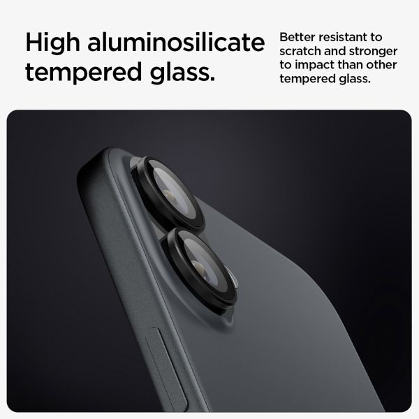Spigen Optik Pro EZ Fit Lens Protector - Protection d'objectif de caméra (lot de 2) Apple iPhone 17 / 16 / 16 Plus - Black