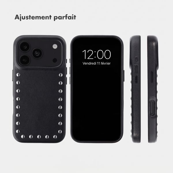 Selencia Coque arrière Studs avec MagSafe Apple iPhone 18 Pro / 17 Pro - Velvet Black