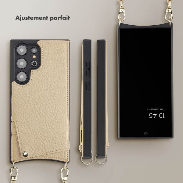 Selencia Coque de télephone Nova avec cordon et porte-cartes Samsung Galaxy S24 Ultra - Beige