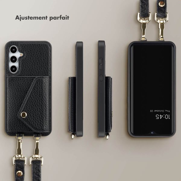 Selencia Coque de télephone Sera avec cordon et porte-cartes enveloppe Samsung Galaxy A35 - Noir