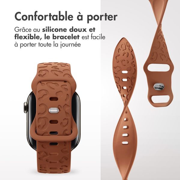 imoshion Bracelet en silicone imprimé léopard Apple Watch | 38/40/41/42 mm - Marron