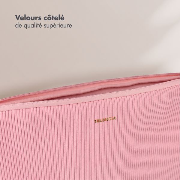 Selencia Pochette ordinateur Corduroy 15-16 pouces - Soft Blush