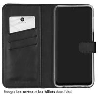 Selencia Étui portefeuille en cuir véritable Samsung Galaxy A15 (5G/4G) - Noir