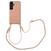 Selencia Coque de télephone Nova Croco avec cordon et porte-cartes Samsung Galaxy S24 - Old Pink