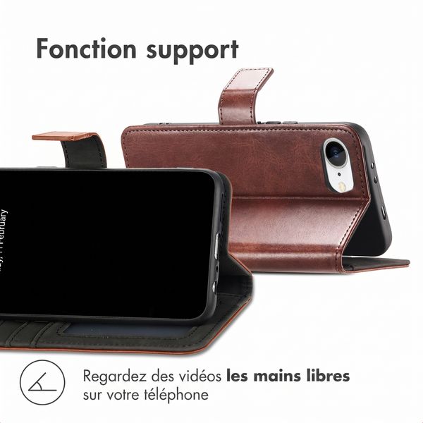 imoshion Étui de télephone portefeuille de luxe Apple iPhone SE (2022 / 2020) / 8 / 7 / 6(s) - Marron foncé