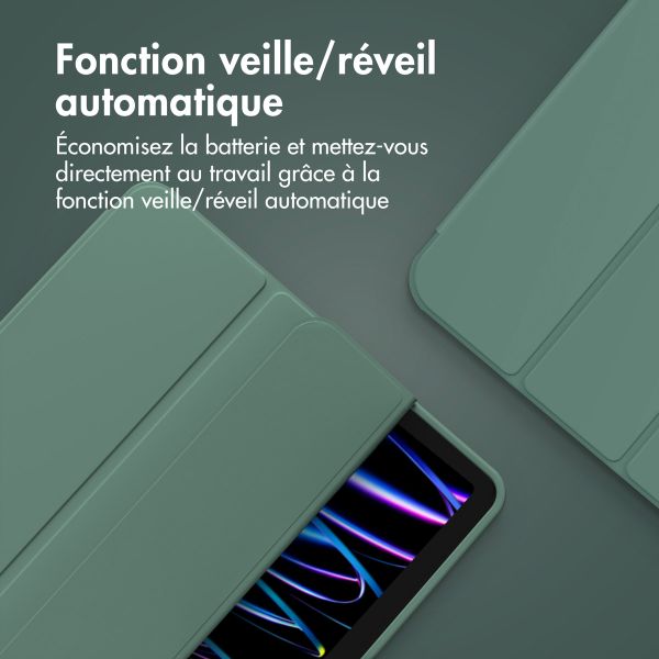 Accezz Coque tablette portefeuille Smart Silicone Apple iPad Air 11 pouces (2026) M4 / (2025) M3 / (2024) M2 / Air 5 (2022) / Air 4 (2020) - Vert foncé