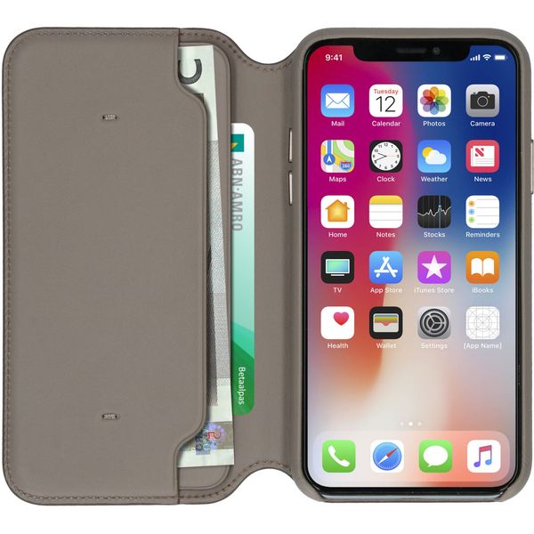 Apple Étui de télephone portefeuille Leather Folio Apple iPhone X / Xs - Taupe