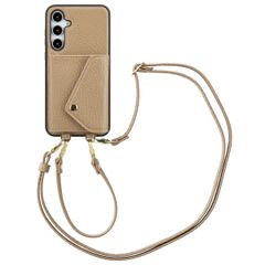 Selencia Coque de télephone Sera avec cordon et porte-cartes enveloppe Samsung Galaxy A35 - Taupe