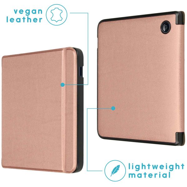 imoshion Étui de liseuse portefeuille Slim Hard Kobo Libra 2 / Tolino Vision 6 - Rose Doré