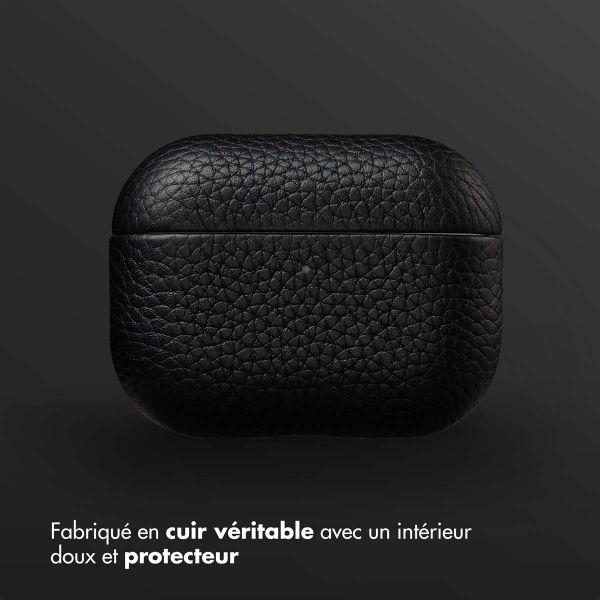Accezz Coque en cuir véritable  Apple Airpods Pro 3 - Noir