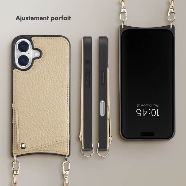Selencia Coque de télephone Nova avec cordon et porte-cartes Apple iPhone 16 - Beige