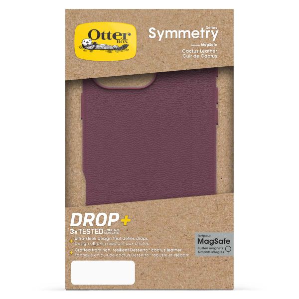 OtterBox Coque en cuir de cactus Symmetry MagSafe Apple iPhone 16 Pro Max - Maroon Bells