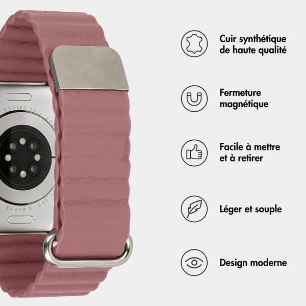 imoshion Bracelet magnétique en cuir synthétique Apple Watch | 44/45/46/49 mm - Rose