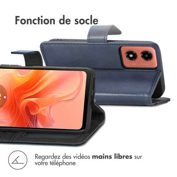 imoshion Étui de télephone portefeuille de luxe Motorola Moto G04 / G24 - Bleu foncé