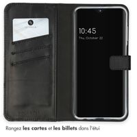 Selencia Étui portefeuille en cuir véritable Samsung Galaxy A25 (5G) - Noir