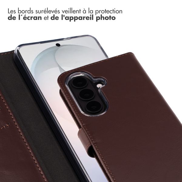 Selencia Étui portefeuille en cuir véritable Samsung Galaxy S26 - Marron