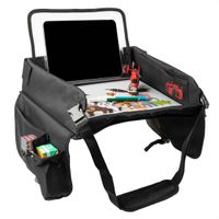 imoshion Table de voyage - Support de tablette voiture - 7 compartiments de rangement - Inclus 2 coloriages - Noir