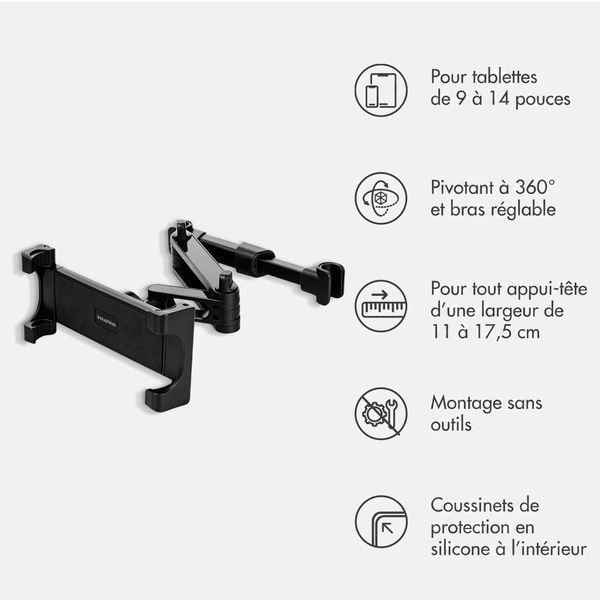 imoshion Appuie-tête Support pour tablette de voiture avec bras réglable - Noir